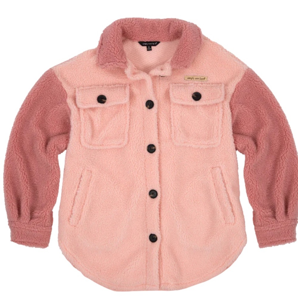 Simply Southern Teddy Sherpa Shacket NWT XXL Pink Cozy Jacket - Picture 10 of 11